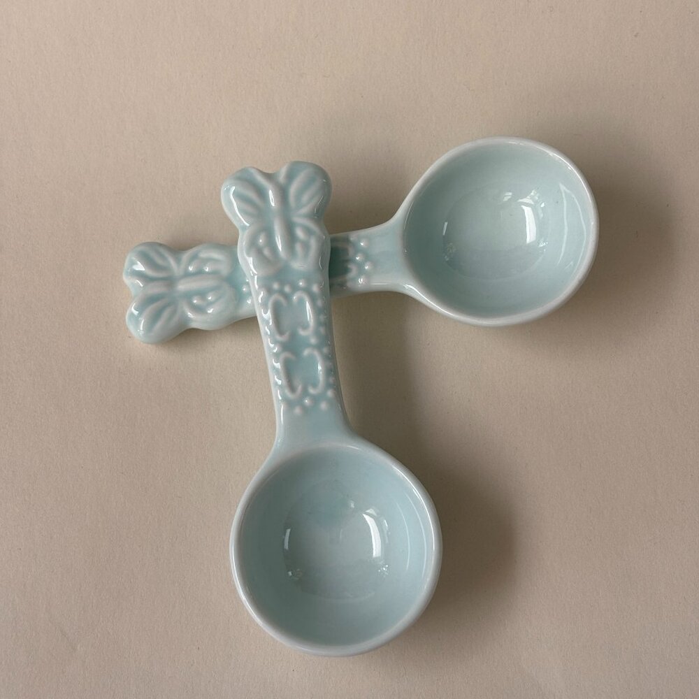 Set of 2 Powder Blue Ceramic Tablespoons